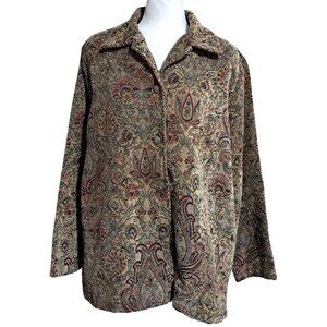 Vintage Erin London Paisley Tapestry Jacket XL Cottagecore Boho Art to Wear